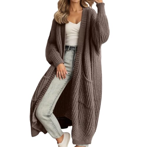 strickjacke damen schwarz Strickjacke Lang Oversize Grobstrickjacke Herbst Dicker Strickjacken Grobstrick Strickcardigan Offene Strickmantel Flauschiger Damenstrickjacke sweatjacke damen weiss von Angxiwan