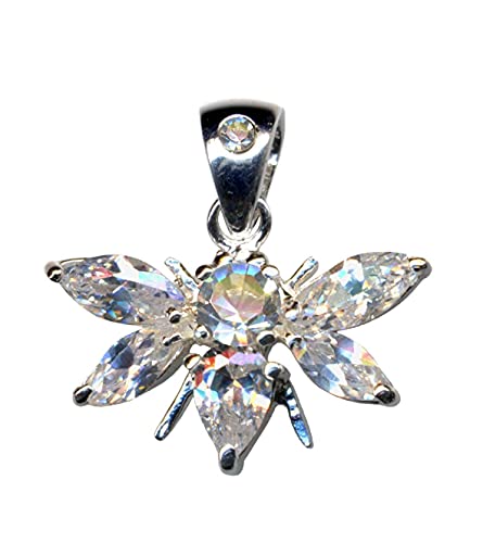 Biene Echt Sterling Silber 925 Zirkonia Kristalle Strass Liebe Glaube Hoffnung Emotion Symbol Motiv Stil Objekt Weiss extravagant gut modisch klar schön von Anhänger 925 Silber