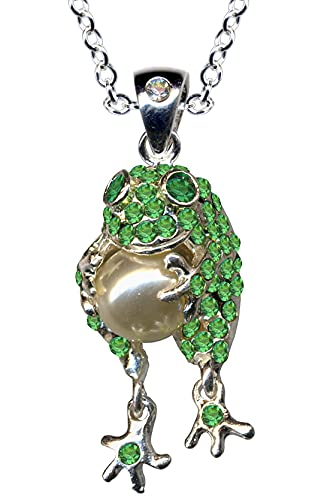 HALSKETTE mit Frosch Anhänger/Echt Silber 925 mit Zirkonia/Klassik Collier/Steinfarbe: klar grün/Online Shop Schmuck kaufen / 54005 von Anhänger 925 Silber