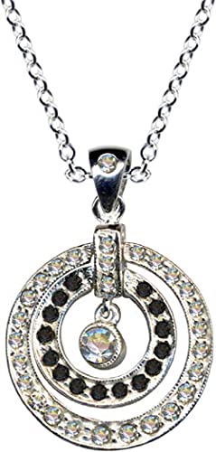 HALSKETTE mit Anhänger/Echt Silber 925 mit Zirkonia/Art Deco Collier/Steinfarbe: klar weiss schwarz/Online Shop Schmuck kaufen / 54022 von Anhänger 925 Silber