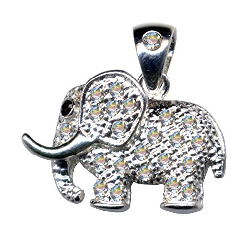 KETTENANHÄNGER Elefant/Echt Silber 925 mit Zirkonia/Natur Design/Steinarbe: klar weiss schwarz/modern cool trendy hip/Online Shop Schmuck kaufen / 51043 von Anhänger 925 Silber