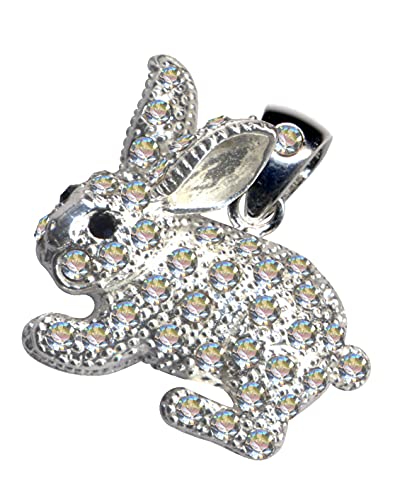 KETTENANHÄNGER Hase/Echt Silber 925 mit Zirkonia/Klassik Design/Steinarbe: klar Weiss schwarz/modern cool trendy hip/Online Shop Schmuck kaufen / 51086 von Anhänger 925 Silber