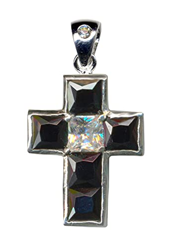 KETTENANHÄNGER Kreuz/Echt Silber 925 mit Zirkonia/Art Deco Design/Steinarbe: klar weiss schwarz/Online Shop Schmuck kaufen / 51014 von Anhänger 925 Silber