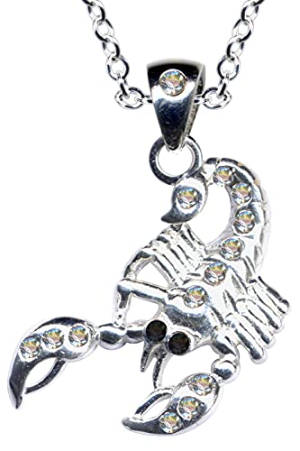 Kette + Anhänger Collier Echt Sterling Silber 925 Zirkonia Kristalle Skorpion Strass Liebe Glaube Hoffnung Emotion Symbol Motiv Stil Objekt weiss extravagant neu gut modisch klar schön von Anhänger 925 Silber