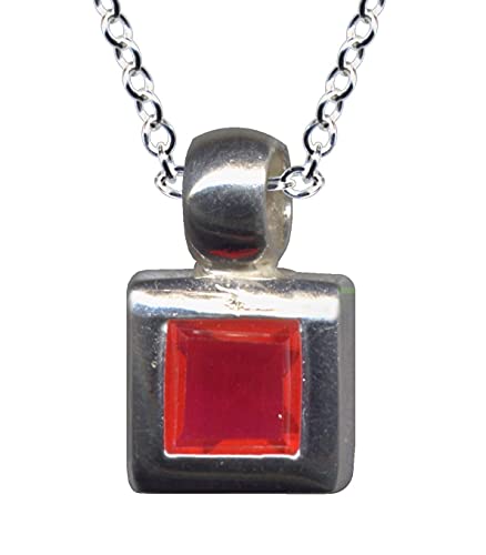 Kette + Anhänger Rot Karree Collier Echt Sterling 925 Silber Zirkonia Liebe Glaube Hoffnung Emotion Symbol Motiv Stil Objekt extravagant gut schön Weiss klar transparent von Anhänger 925 Silber