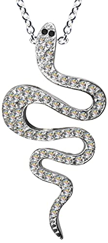 Kette + Anhänger Schlange Cobra Snake Collier Reptil Tier Vper Kobra Natter Echt Sterling 925 Silber Zirkonia Kettenanhänger Liebe weiss extravagant neu klar schön 54071 von Anhänger 925 Silber