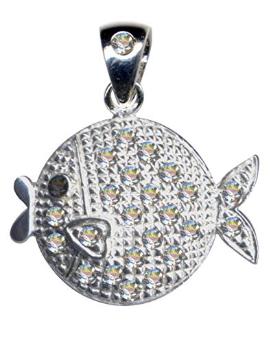 SILBER-ANHÄNGER Kugelfisch/Echt Sterling Silber 925 / weisse Zirkonia Kristalle/SCHMUCK kaufen im ONLINE SHOP 51089 von Anhänger 925 Silber