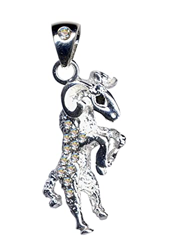 Widder Horoskop Echt Sterling Silber 925 Zirkonia Kristalle Liebe Glaube Hoffnung Emotion Symbol Motiv Stil Objekt extravagant neu gut schön modisch weiss klar von Anhänger 925 Silber