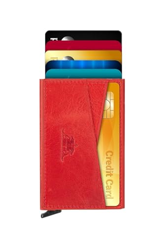 Ani Yuzuk Men's Crosswise Travel Accessory-Envelope Card Holder, Rot, 6 cm x 10 cm x 1 cm von Anı Yüzük