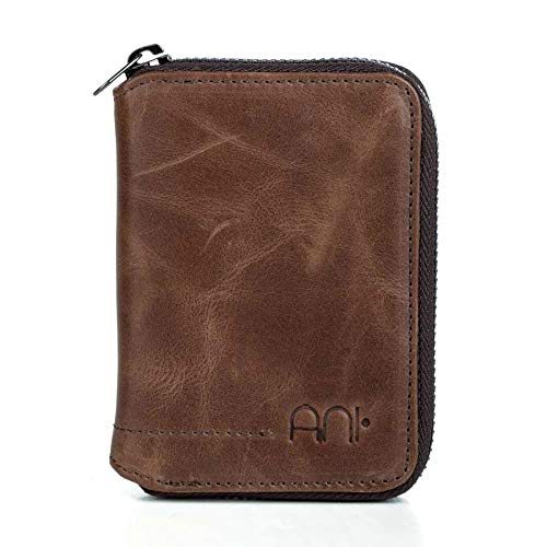 Ani Yuzuk Men's ZipSafe Bi-Fold Wallet, Braun, 9 cm x 11 cm x 1.5 cm von Ani Yuzuk