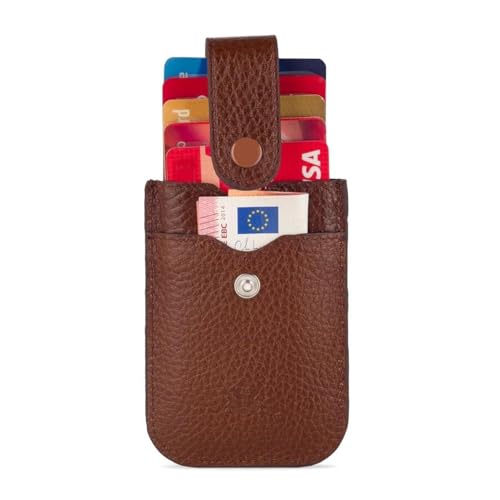 Slide Anitolia Echtleder Pull-Style Dünn Kartenetui Geldbörse Lederbraun von Anı Yüzük