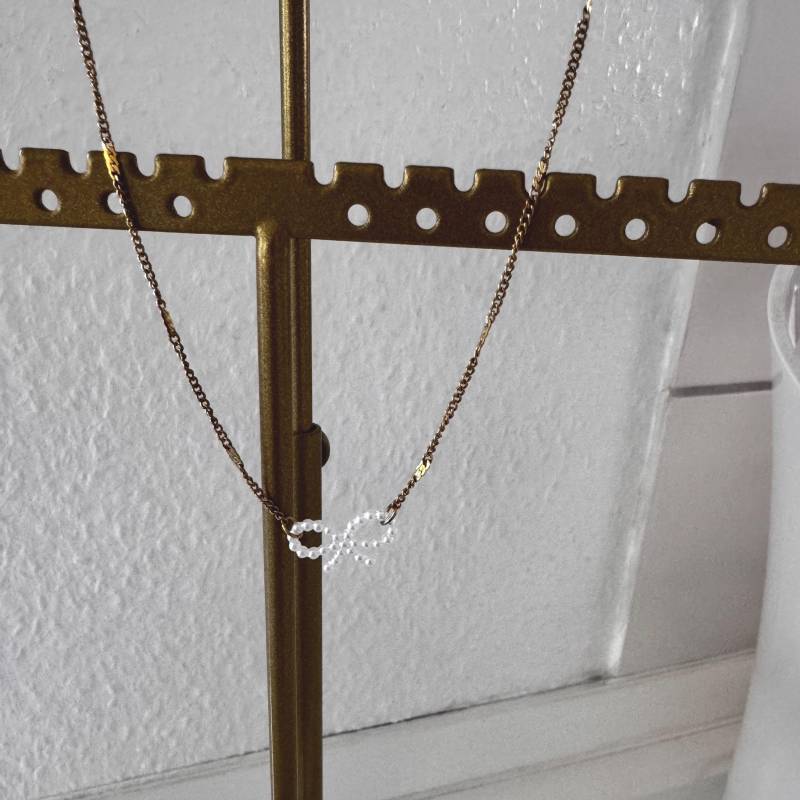 Edelstahl 18K Vergoldet Bogen Form Künstliche Perlen Halskette von AniJewelShop