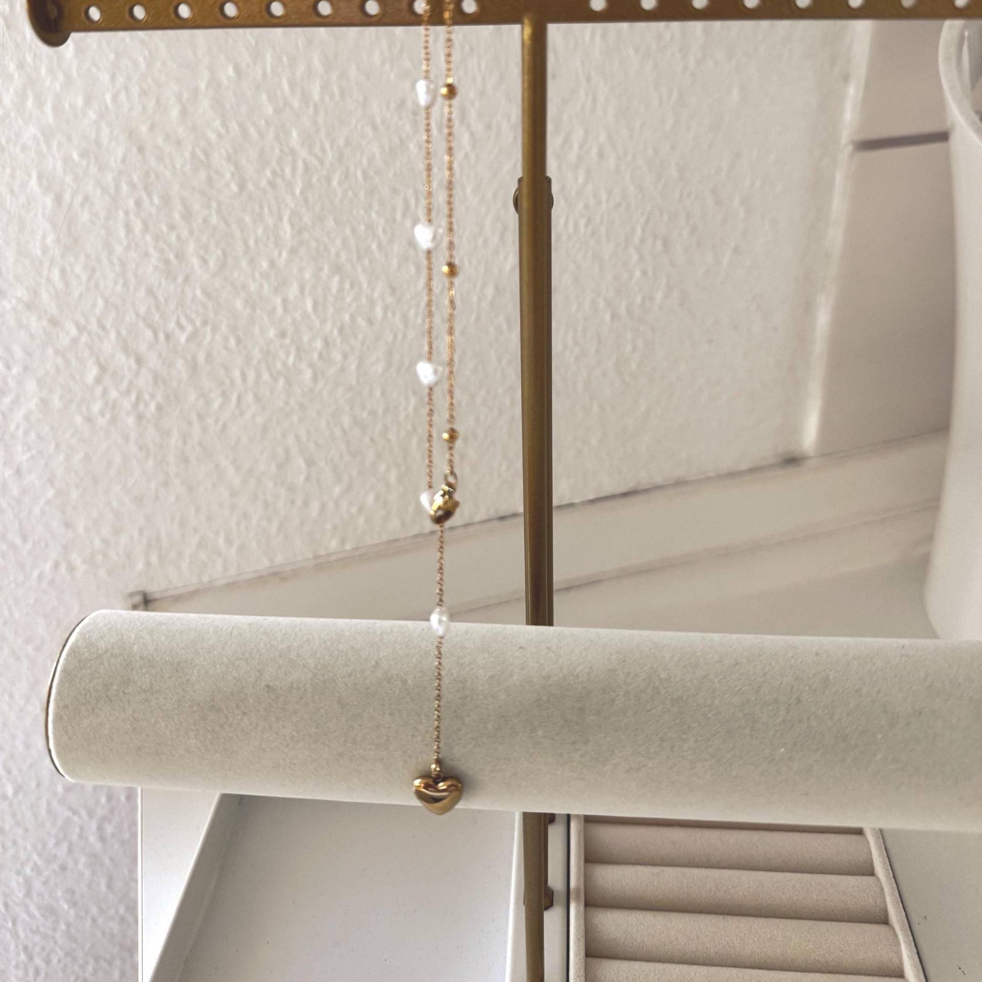 Lariat Edelstahl 18K Vergoldet Herzform Künstliche Perlen Halskette Lariat Edelstahl 18K Vergoldet Herzform Künstliche Perlen Halskette von AniJewelShop