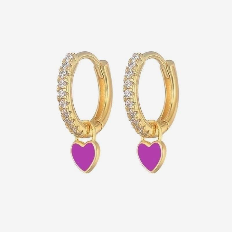 Love Herz Zirkon Creolen, Silber, Vergoldet Love Herz Zirkon Creolen, Silber, Vergoldet von AniJewelShop