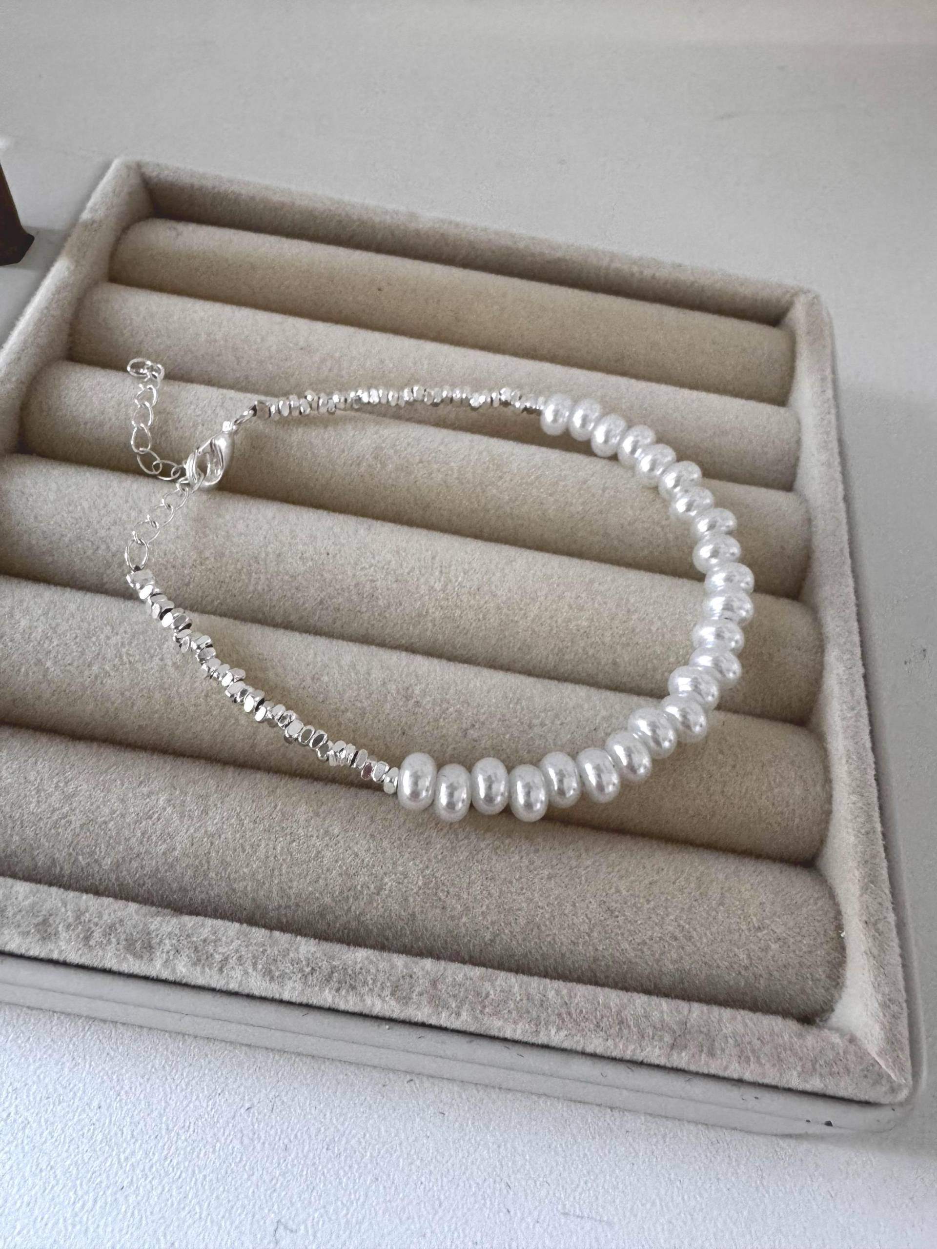 Perlen Silber Süßwasserperlen Armband Perlen Silber Süßwasserperlen Armband von AniJewelShop