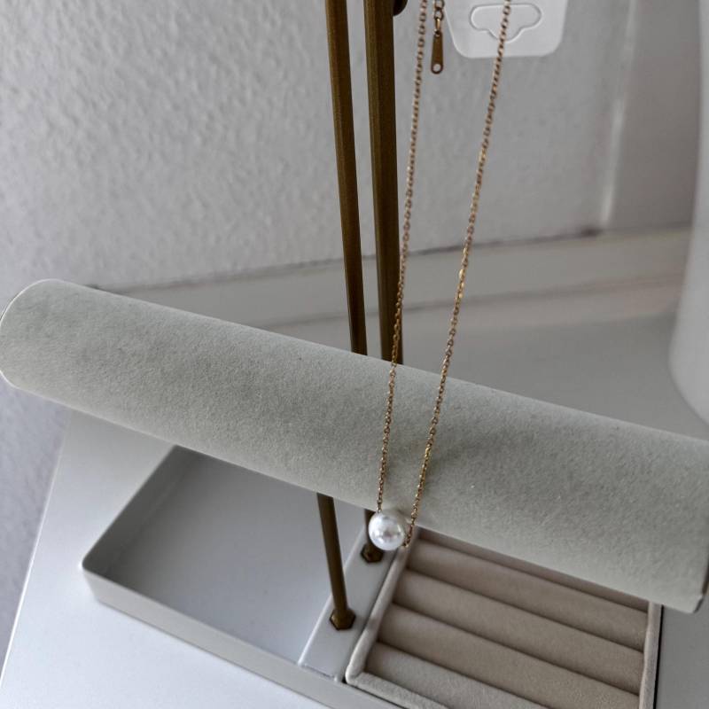 Perlenanhänger 18 K Vergoldet Halskette, Edelstahl von AniJewelShop