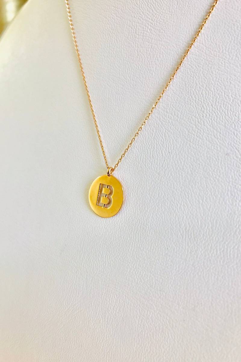 14K Charm Halskette, Anfangsbuchstaben Halskette Gold, Weihnachtsgeschenk Rose Gold Für Sie, Personalisierte Anfangsgold Frauen von AniJewelryDesign