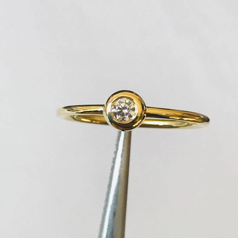 14K Roségold Diamant Ring, Winzig Verlobung Gold Weihnachten Geschenk Versprechen Geburtsstein Deilcate Ring von AniJewelryDesign