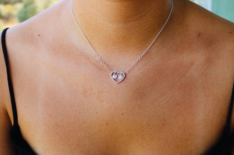 14K Roségold Initiale Kette, Initial Goldkette, Gold Herz Halskette von AniJewelryDesign