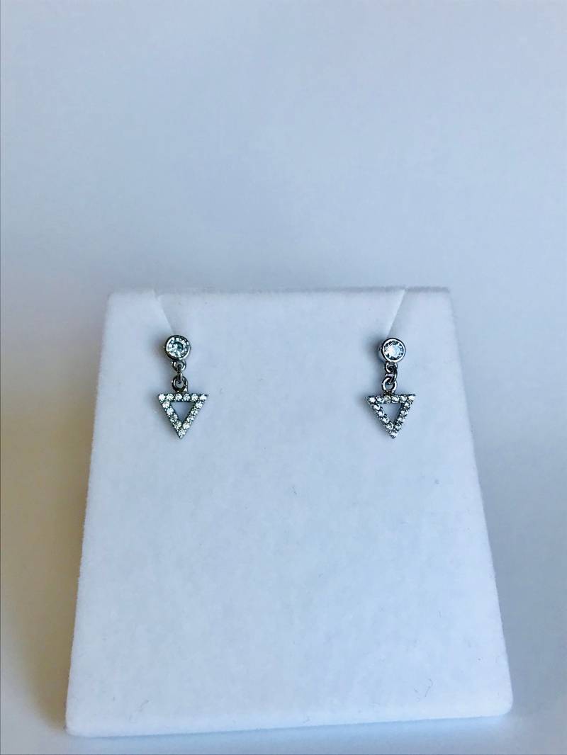 14K Weißgold Dreieck Ohrstecker Ohrringe, Ohrstecker, Gold Ohrringe Cz von AniJewelryDesign