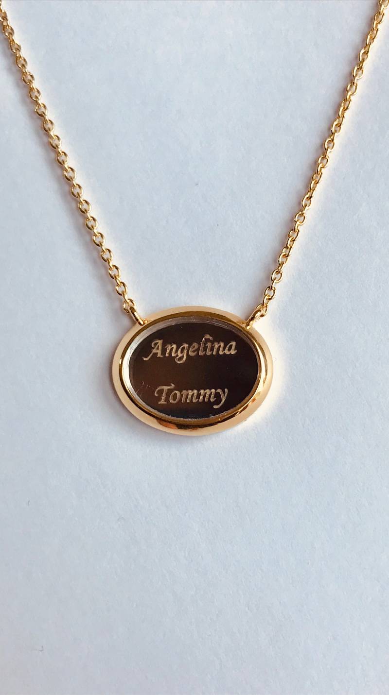 Benutzerdefinierte Bar Quadrat Rund Birne Tropfen Namen Halskette Personalisierte Oval Stern Herz von AniJewelryDesign