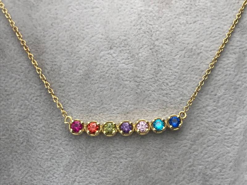 Familie Halskette, Mütter Birthstone Muttertag Schmuck, Gelbgold Weihnachtsgeschenk Benutzerdefinierte Halskette von AniJewelryDesign