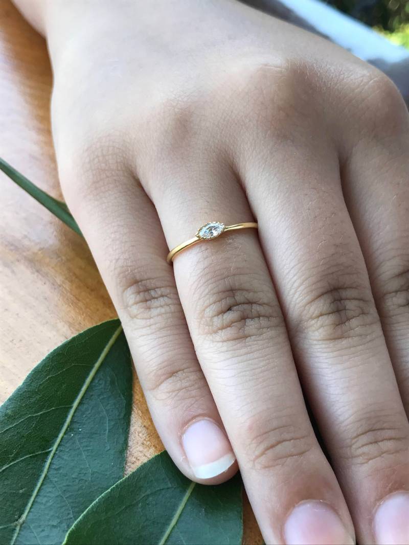 Weihnachten Geschenk Diamant Gold Ringe, 14 K Ring Marquise, Weißgold Gelbgold, Handgefertigte Ringe von AniJewelryDesign