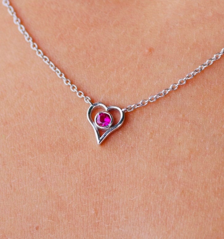 Weihnachten-Geschenk-Halskette, Valentinstag Schmuck Halskette, Kleine Herz Weißgold Halskette Für Freundin von AniJewelryDesign