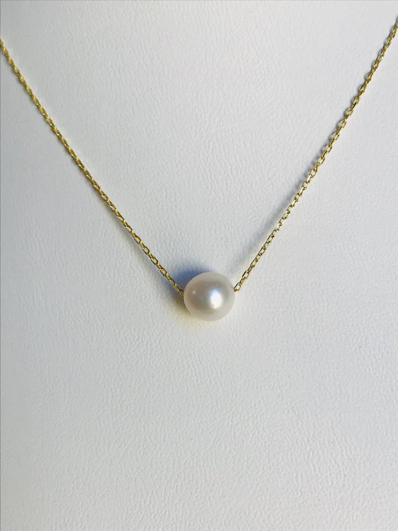 Weihnachten Geschenk Perle Charm Halskette, 14 K Gold Brautjungfer Halskette von AniJewelryDesign