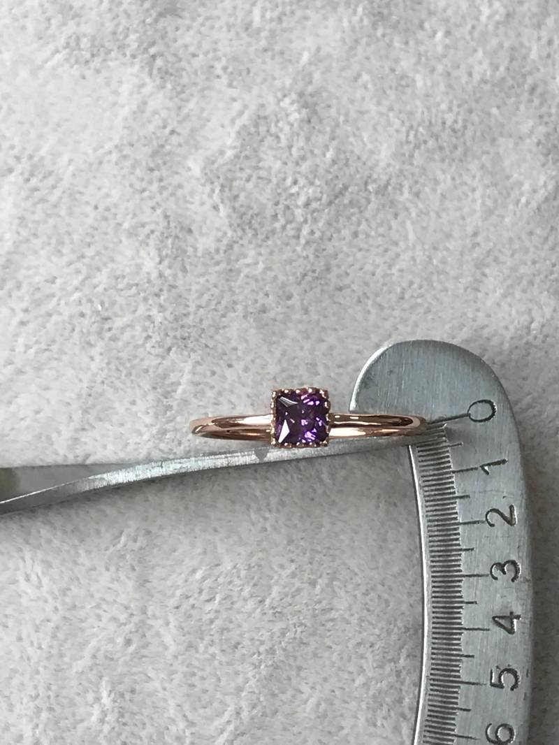 Weihnachts-Geschenk Rose Gold Ring, Verlobungsring, Square Cut Hochzeit Versprechen Jahrestag Womens 14K Ring von AniJewelryDesign