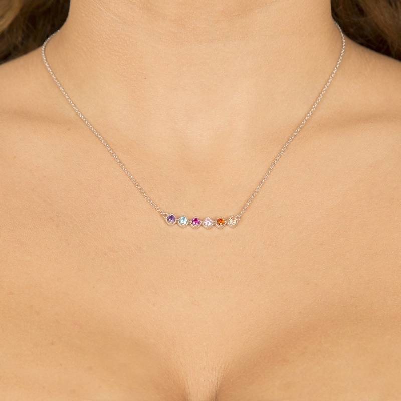 Weihnachtsgeschenk 14K Weißgold Geburtsstein Halskette Für Mutter, Personalisierte Gold Halskette, Maßgeschneiderte Familie von AniJewelryDesign