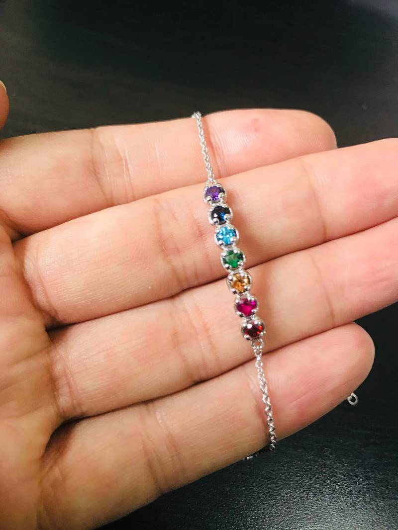 Weihnachtsgeschenk 7 Chakra 14K Armband, Meditation Energie Armband Für Sie, Yoga Edelstein Multistone Geschenk von AniJewelryDesign