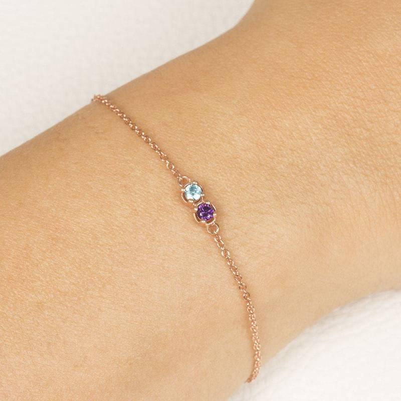 Weihnachtsgeschenk Armband Für Freundin, Rose Gold Birthstone Weihnachtsarmband Sie, Valentinsgruß Individuelles 14K von AniJewelryDesign