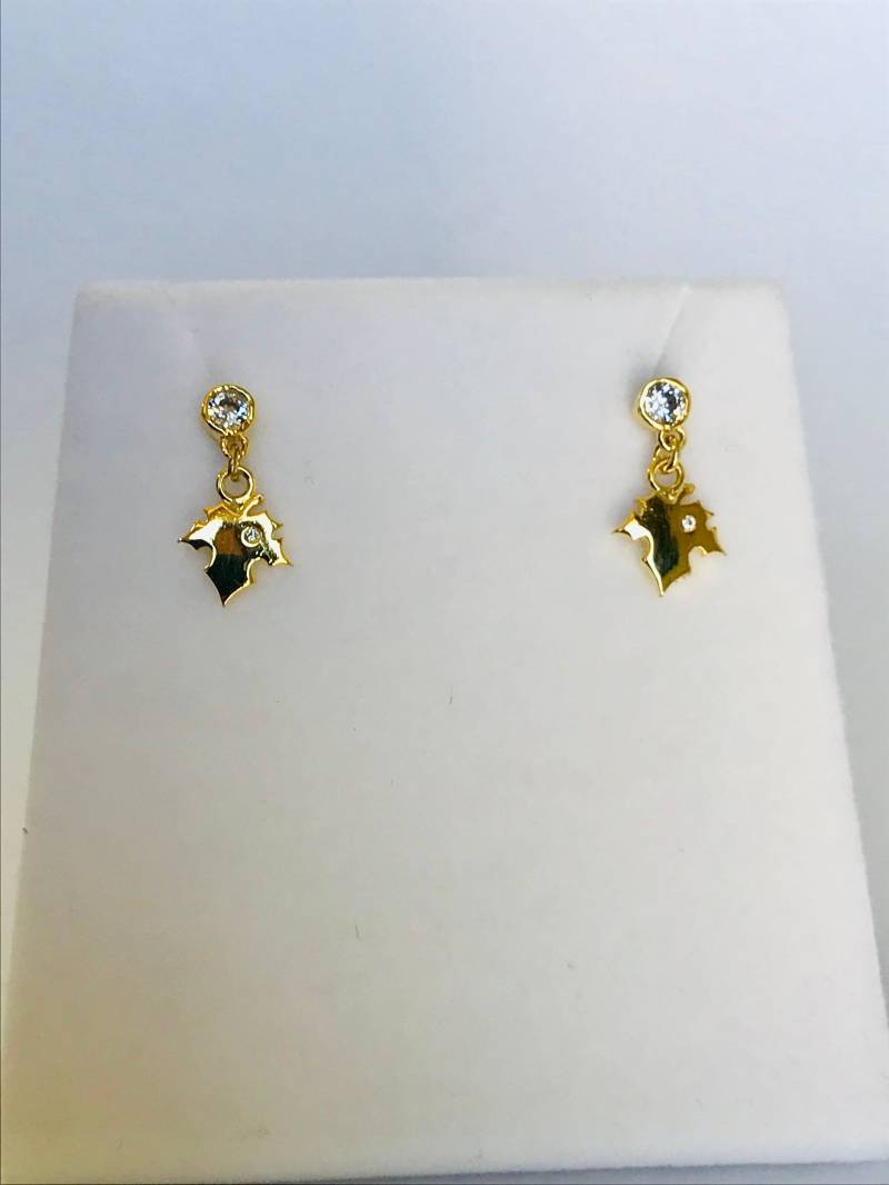 Weißgold Baumeln Blätter Ohrringe Womens 14K Ohrstecker, Gold Platane Ohrringe von AniJewelryDesign