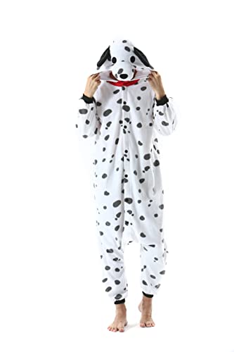 AniKigu Erwachsene Jumpsuit Unisex Tier Schlafanzug Onesies Pyjama Halloween Kostüme Cospaly Nachtwäsche Dalmatiner von AniKigu