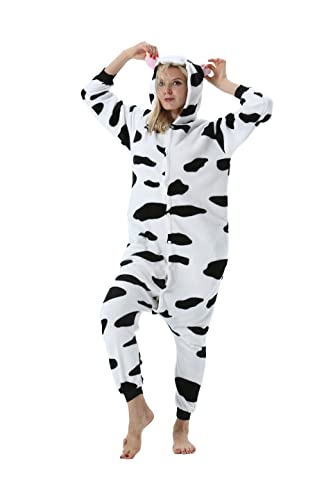 AniKigu Erwachsene Jumpsuit Unisex Tier Schlafanzug Onesies Pyjama Halloween Kostüme Cospaly Nachtwäsche Kühe von AniKigu