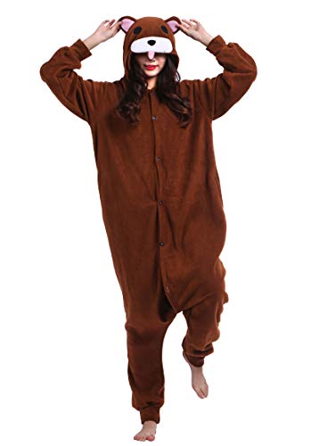 AniKigu Pyjama Tier Onesies Braun Bär Erwachsene Kigurumi Unisex Cospaly Nachtwäsche für Hohe 140-187CM von AniKigu