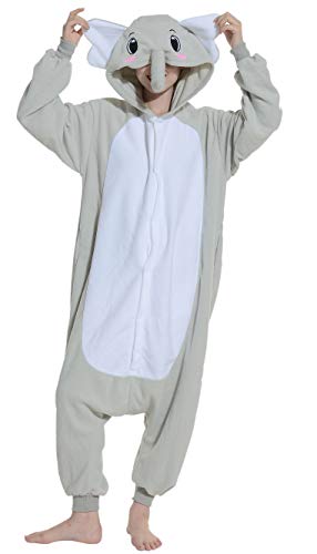 AniKigu Pyjama Tier Onesies Grau Elefant Erwachsene Kigurumi Unisex Cospaly Nachtwäsche für Hohe 140-187CM von AniKigu