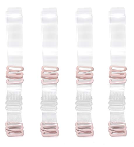AniKigu Transparente BH-Träger Clear Bra Straps Unsichtbare Abnehmbare Weiche Ersatz-Schultergurte 10MM/12MM/15MM/18MM, 4 Paar von AniKigu