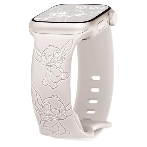 Aniaboho Kompatibel mit Silikon-Sportarmbändern für Apple Watch für Damen und Herren, 44 mm, 45 mm, 49 mm, 42 mm, niedliche Gravur, verstellbare iWatch-Armbänder für Apple Watch Serie 9, SE, 8, 7, 6, von Aniaboho