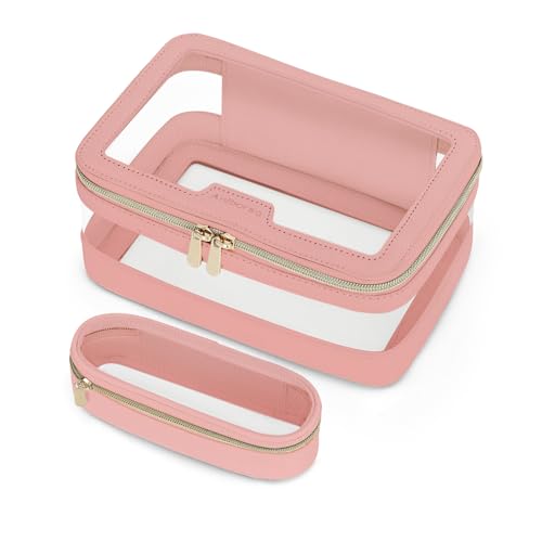 Aniborsa Transparente Make-up-Tasche, Reise-Kosmetiktasche und Make-up-Pinseltasche, transparent, tragbar, wasserdicht, Kulturbeutel mit Reißverschluss für Damen, Pink von Aniborsa