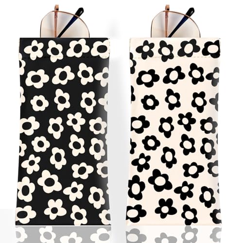 Anikathy Brillenetui, weiches PU-Leder, mit Reinigungstuch, niedliches Brillenetui für Männer, Frauen, Mädchen, 2 Stück, Schwarz-weiße Blume, Einheitsgröße Anikathy Brillenetui, weiches PU-Leder, mit Reinigungstuch, niedliches Brillenetui für Männer, Frauen, Mädchen, 2 Stück, Schwarz-weiße Blume, Einheitsgröße von Anikathy
