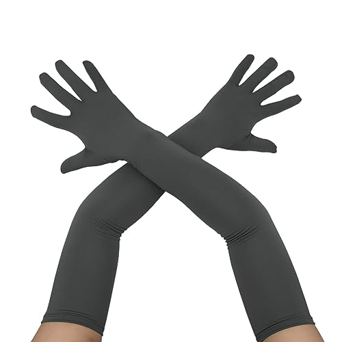 Aniler Herren und Damen 55,9 cm lange Spandex-Handschuhe Erwachsene Lange Übergröße Stretch Handschuhe über Ellenbogen Cosplay Kostüm Handschuhe, grau dunkel, Einheitsgröße von Aniler