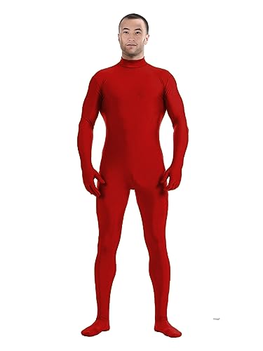 Aniler Herren und Damen Spandex Zentai Anzug Erwachsene Ohne Kapuze Ganzkörper Kostüm Stretch Bodysuit (Small, Rot) von Aniler