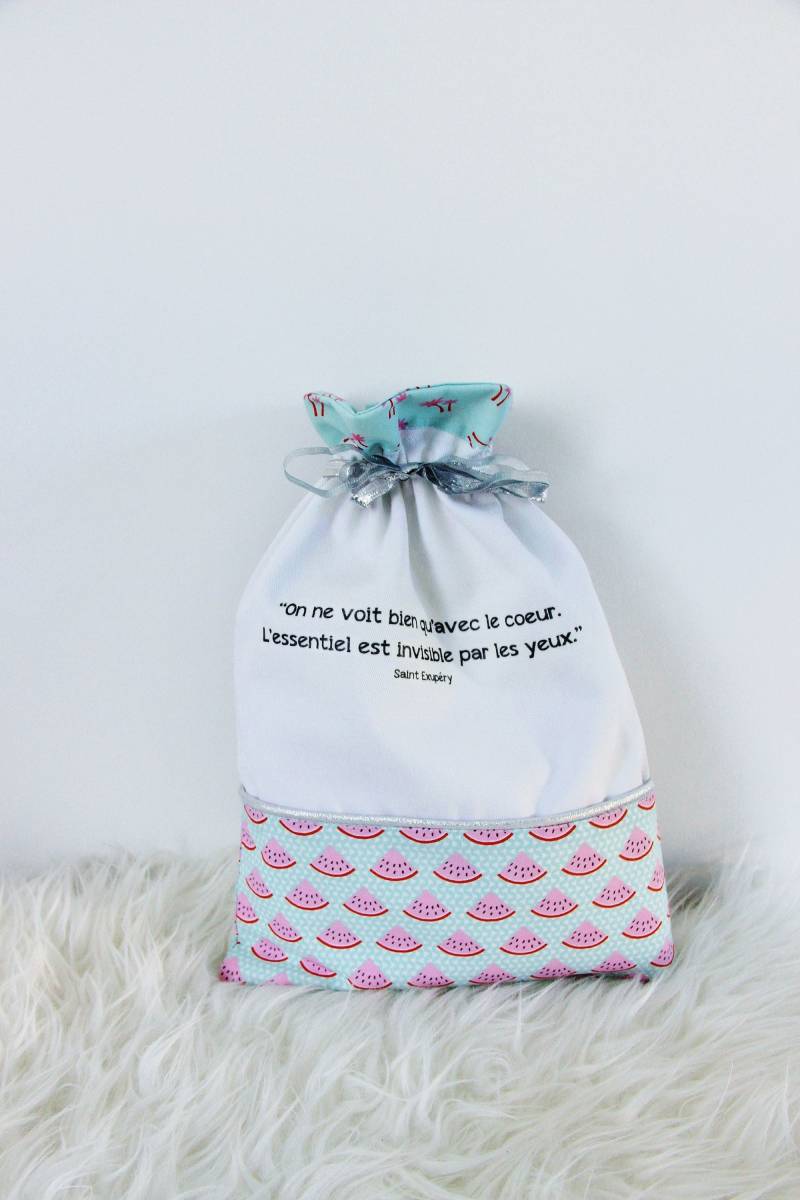 Wiederverwendbare Baumwoll-Doppel-Kordelzugtasche, Umweltfreundliche Stofftasche, Schmuckbeutel, Unterwäschetasche, Strickprojekt, Wassermelone von Anilouka