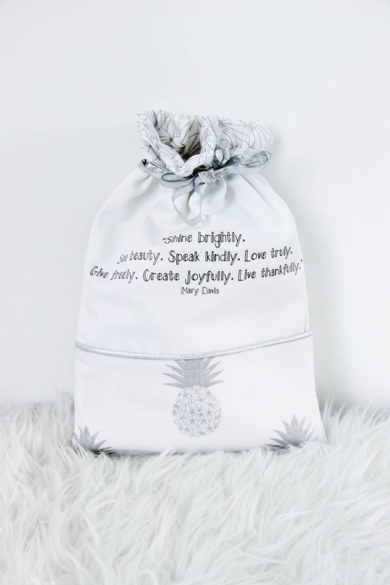 Wiederverwendbare Doppelte Baumwolltasche, Kordelzug Wiederverwendbar Stoff Geschenk Beutel, Zero Waste, Kinder Spielzeug Tasche, Tote Makeup Silber von Anilouka