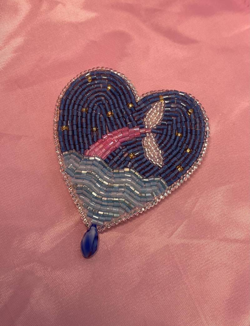 Meerjungfrau Brosche, Handgemachter, Gestickter Ozean Pin, Fantasy Schmuck von AnimaStore