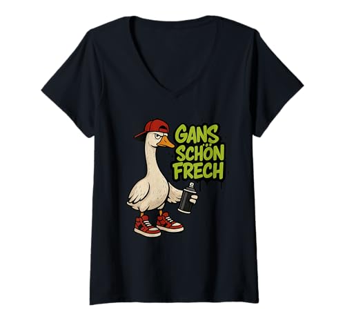 Damen Gans schön frech Gänseliebhaber T-Shirt mit V-Ausschnitt Damen Gans schön frech Gänseliebhaber T-Shirt mit V-Ausschnitt von Animal 7