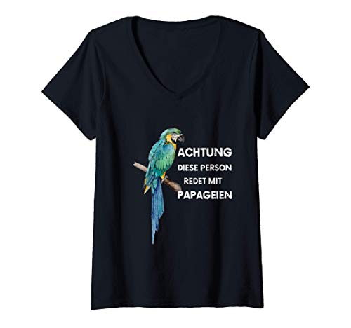 Damen Gelbbrust Ara - Achtung diese Person redet mit Papageien T-Shirt mit V-Ausschnitt Damen Gelbbrust Ara - Achtung diese Person redet mit Papageien T-Shirt mit V-Ausschnitt von Animal 7