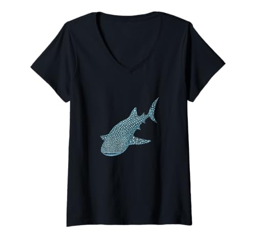 Damen Walhai Illustration Kunstwerk T-Shirt mit V-Ausschnitt Damen Walhai Illustration Kunstwerk T-Shirt mit V-Ausschnitt von Animal Art